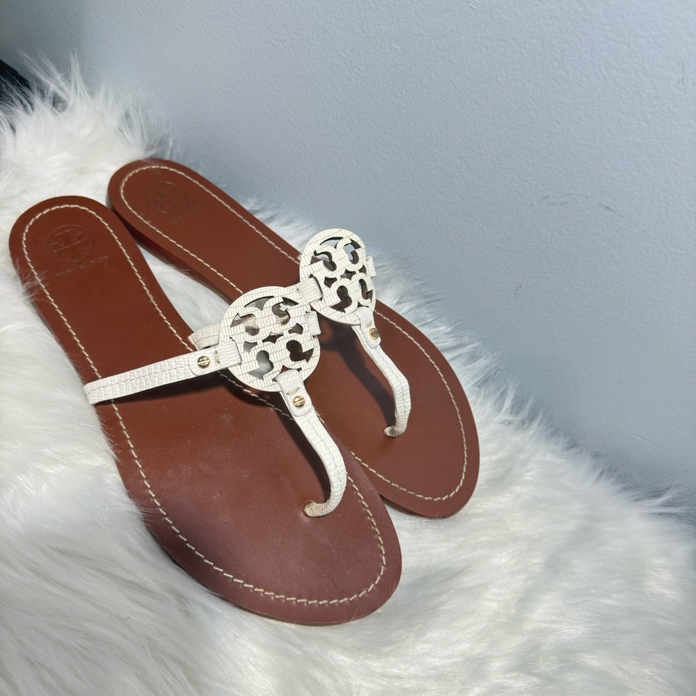 Tory Burch Cream and Brown Sandals